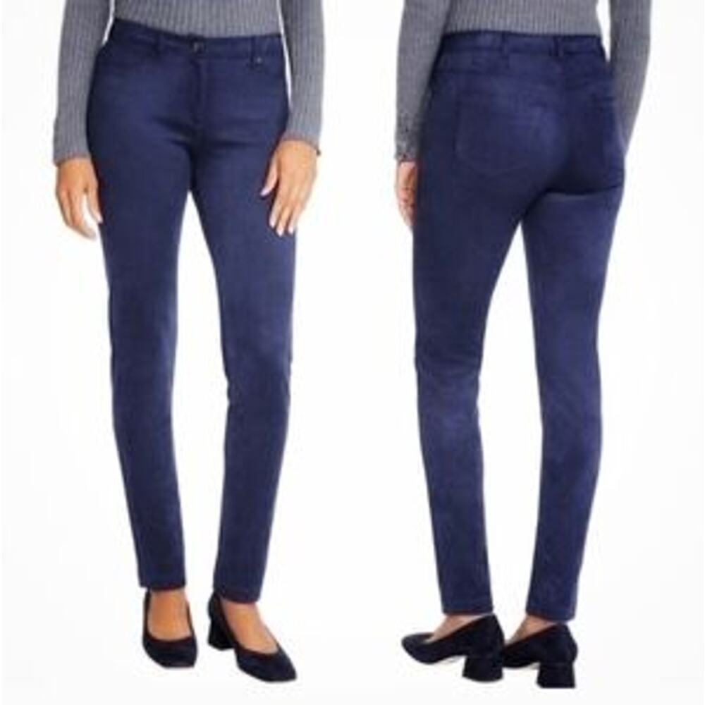 J mclaughlin sz 14 navy blue velour pull on ankle career business casual pants